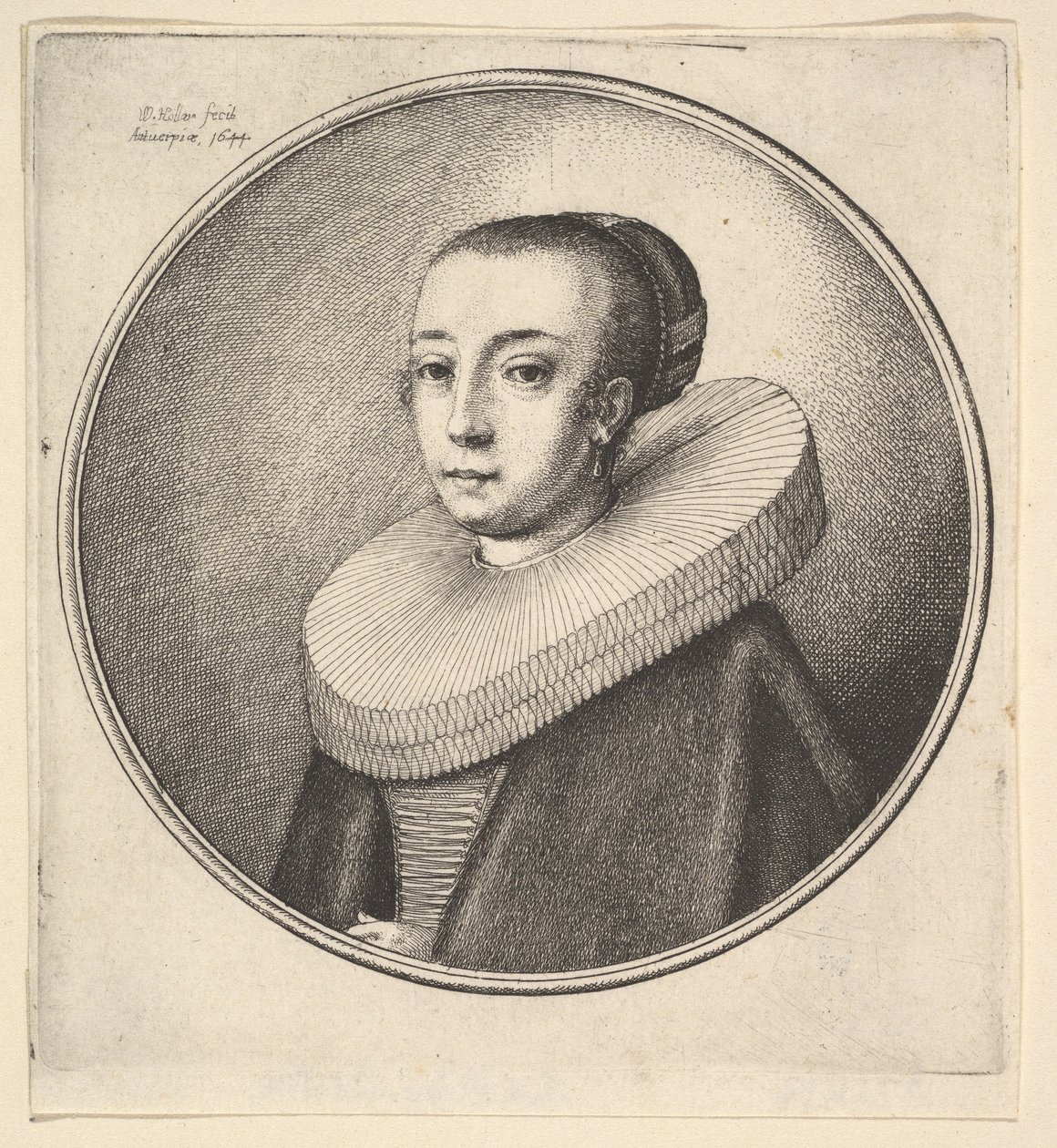 Žena s kruhovým krajkovým límcem, 1644. od Wenceslaus Hollar
