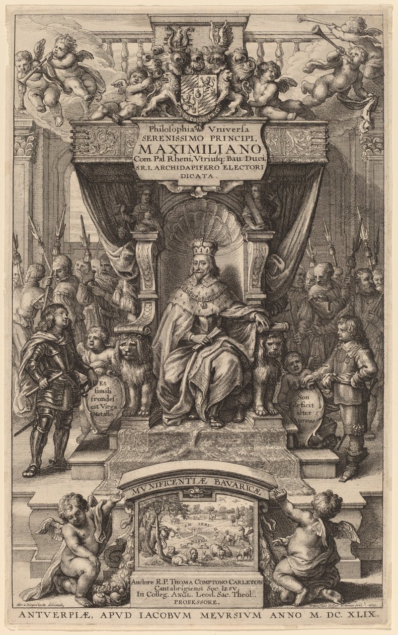 Titulní strana k "Filozofie vesmíru" od Wenceslaus Hollar after Abraham van Diepenbeeck