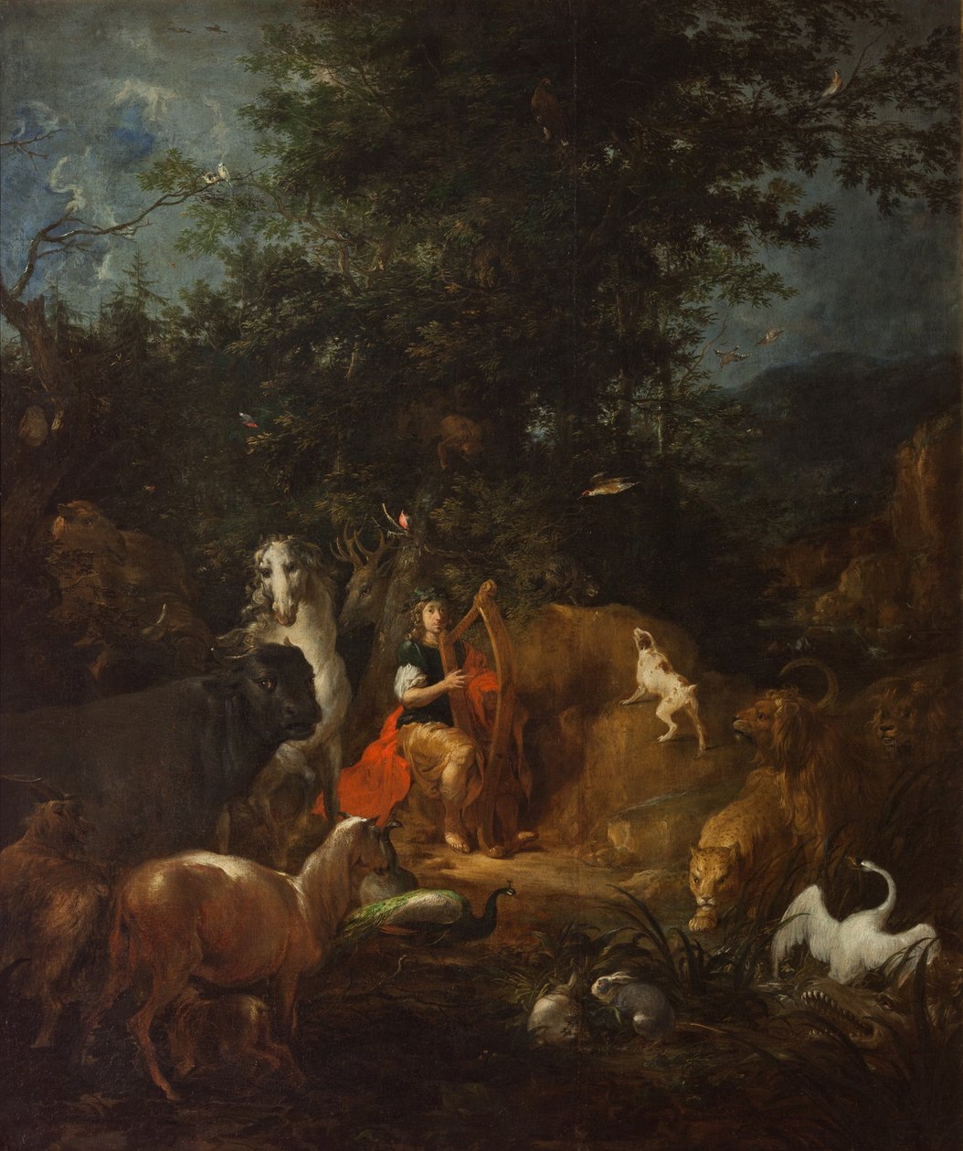 Orfeus se zvířaty v krajině, před rokem 1720 od Wenzel Lorenz Reiner