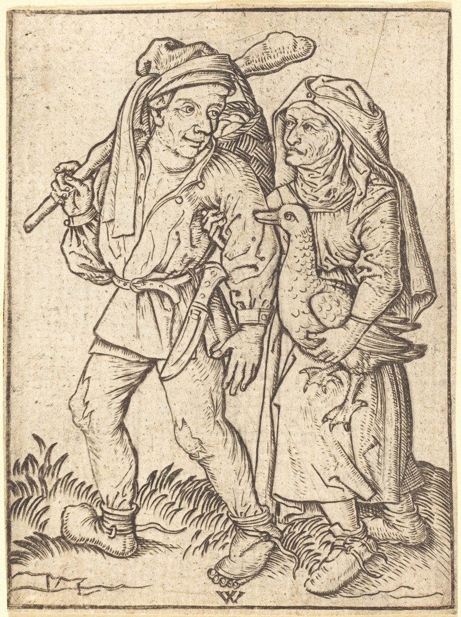 Farmář a manželka s husou od Wenzel von Olmutz after Master of the Housebook