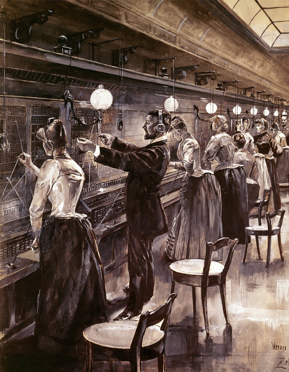Berlínská centrální telefonní ústředna, c.1890 od Werner Zehme