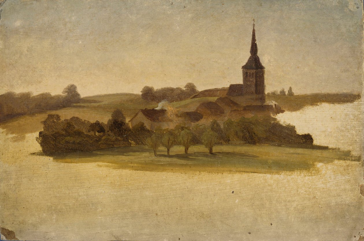 Pohled ke kostelu v Erkrathu, studie od Werner Holmberg