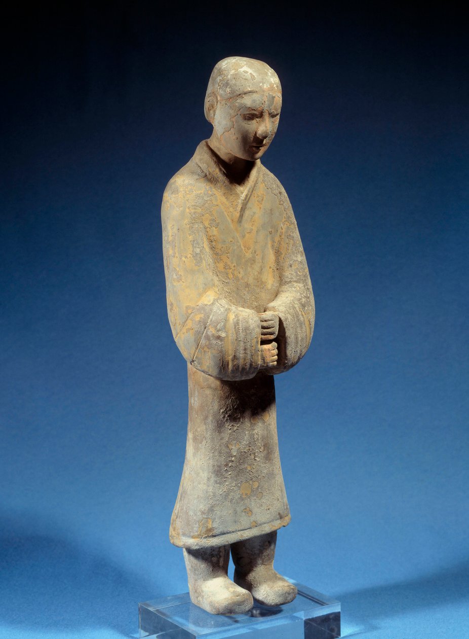 Čínské umění: Dáma přinášející obětiny; pohřební terakota z doby Han (starověk). Paříž, Musee Cernuschi od Western Han Dynasty Chinese School