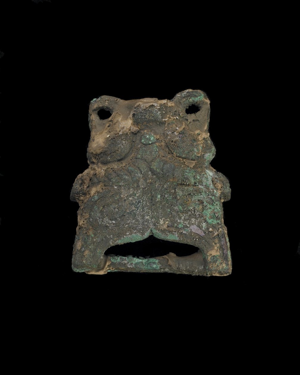 Ornament: groteskní zvířecí maska (bronzová) od Western Zhou Dynasty Chinese School
