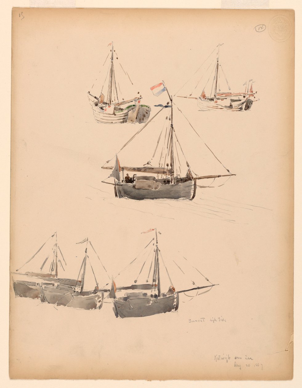 Kresba, holandské bárky, 20. srpna 1887 od Whitney Warren Jr.