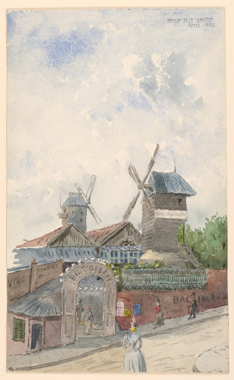 Kresba, Moulin de la Galette, Paříž, duben 1887 od Whitney Warren Jr.
