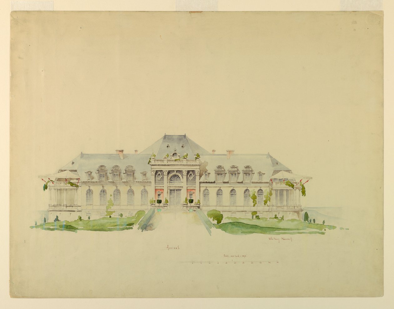 Front Elevation of the Newport Country Club, Harrison Avenue, Newport, Rhode Island od Whitney Warren Jr.