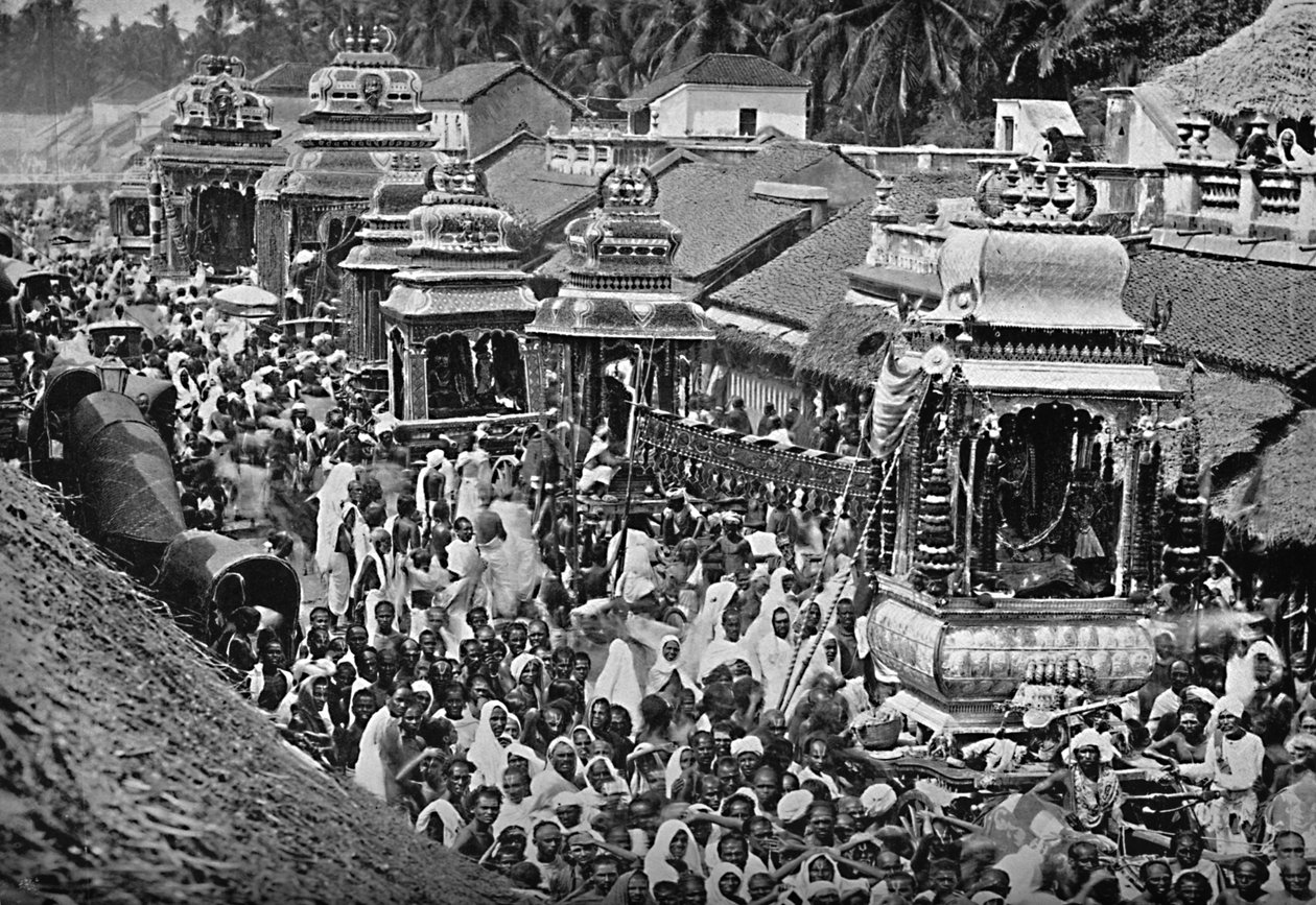 Hinduistický náboženský průvod, Madras, 1902 od Wiele and Klein