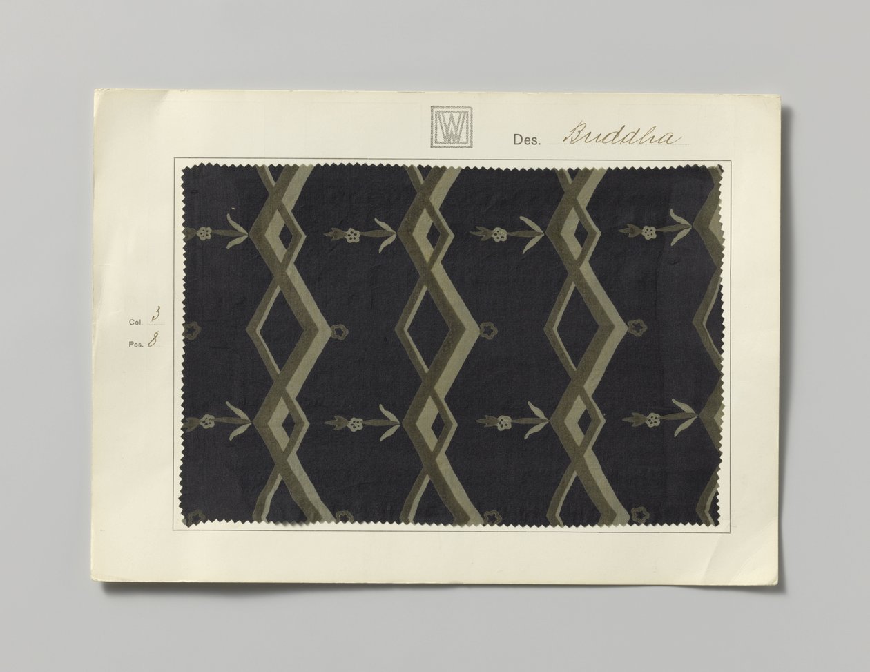 Ocel s potištěnou stranou, design Buddha od Wiener Werkstätte