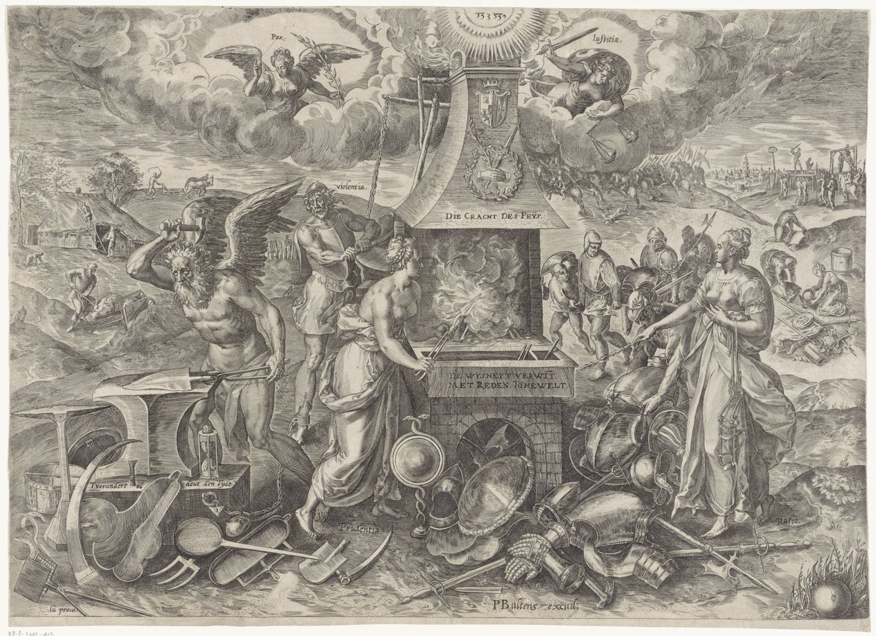 Síla míru, 1577 Die Cracht des Peys (název na objektu) Alegorie obnoveného období míru v Nizozemsku (název seriálu) od Wierix