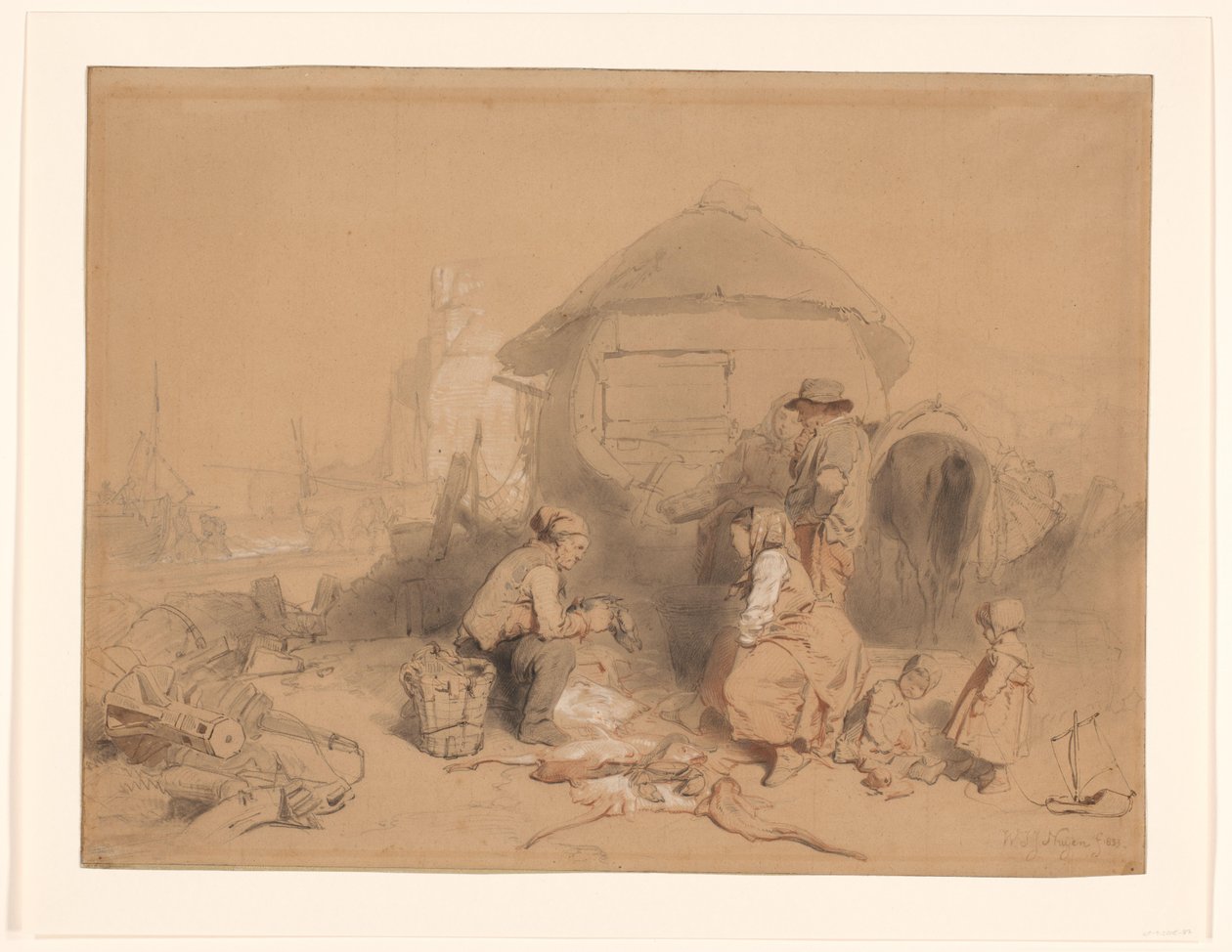 Rozhovor na pláži na přestavěné lodi od Wijnand Nuijen (signed by artist)