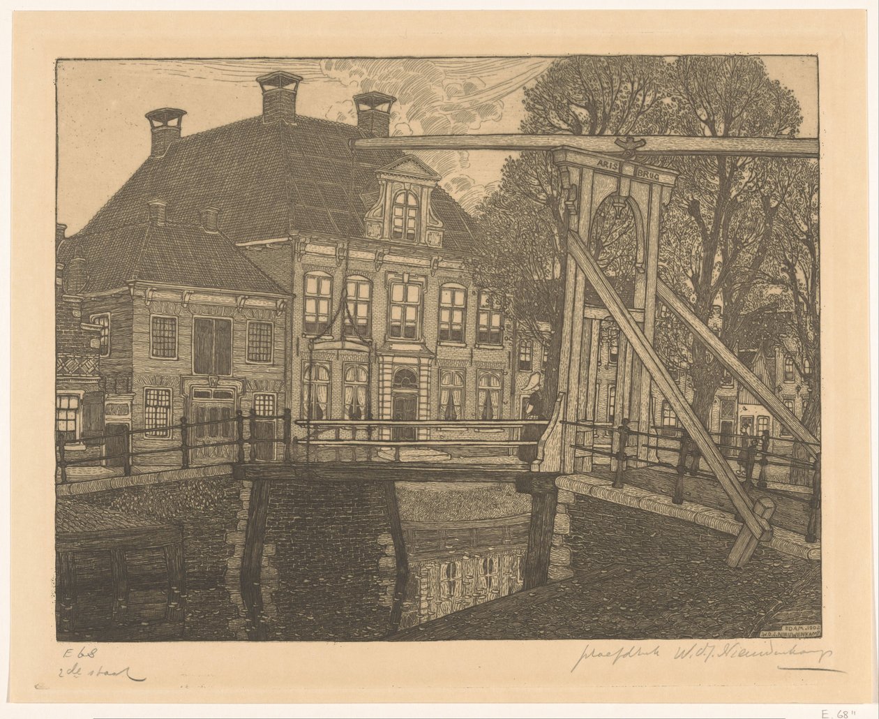 Most Aris a vnější přístav v Edamu The Mansion (původní název) od Wijnand Otto Jan Nieuwenkamp (signed by artist)