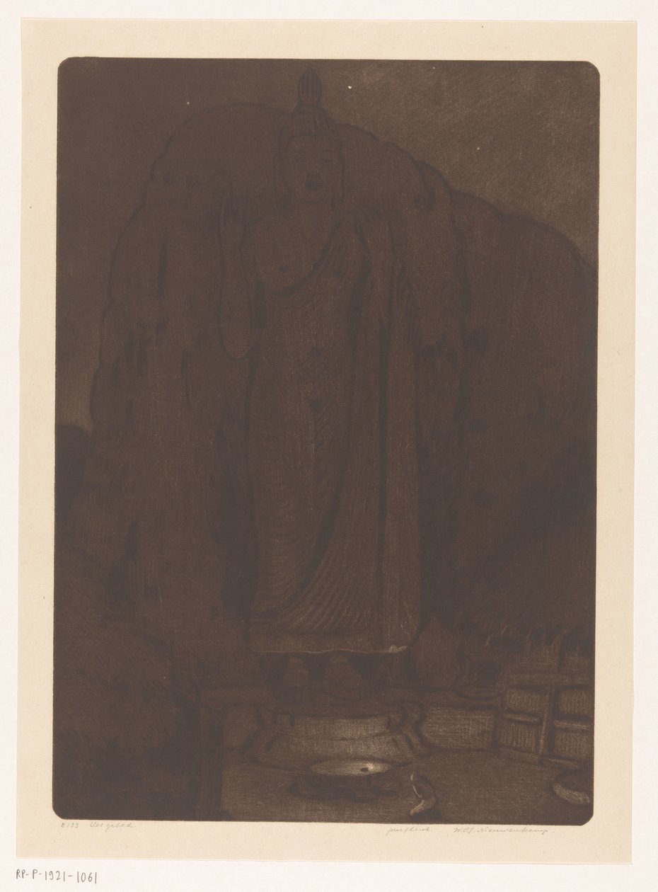 Beeld van de boeddha Avukana bij Kekirawa na Srí Lance Het gebed (původní název) od Wijnand Otto Jan Nieuwenkamp (signed by artist)
