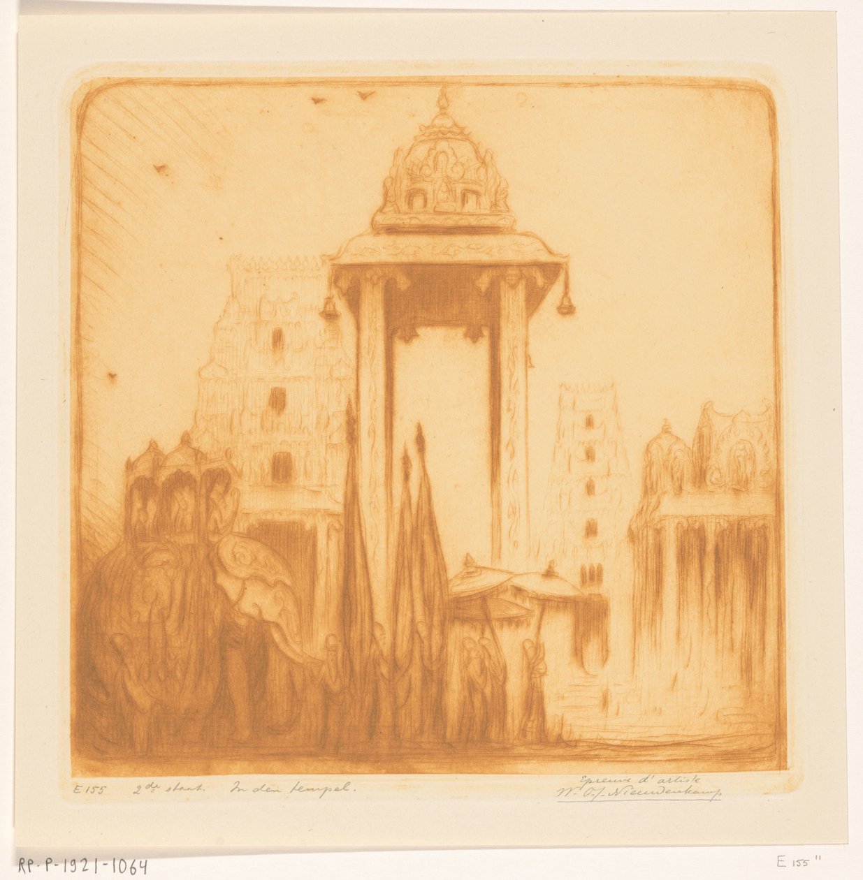 Vnitřní nádvoří chrámu v Britské Indii V chrámu (původní název) od Wijnand Otto Jan Nieuwenkamp (signed by artist)