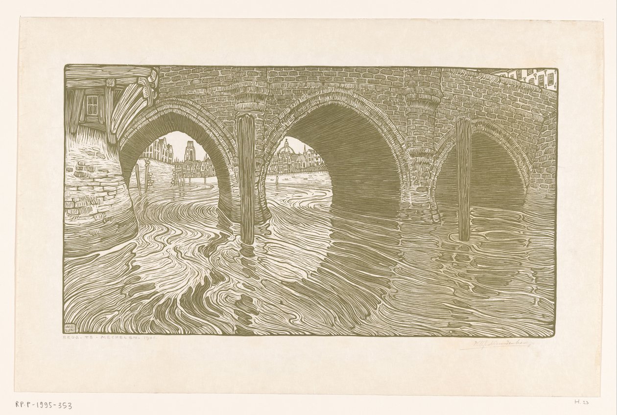Bridge in Mechelen (původní název) od Wijnand Otto Jan Nieuwenkamp (signed by artist)
