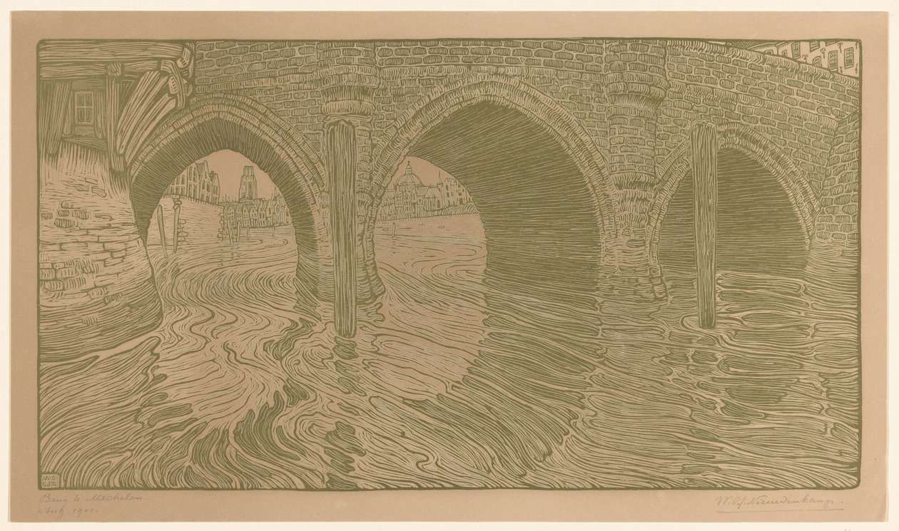 Bridge in Mechelen (původní název) od Wijnand Otto Jan Nieuwenkamp (signed by artist)