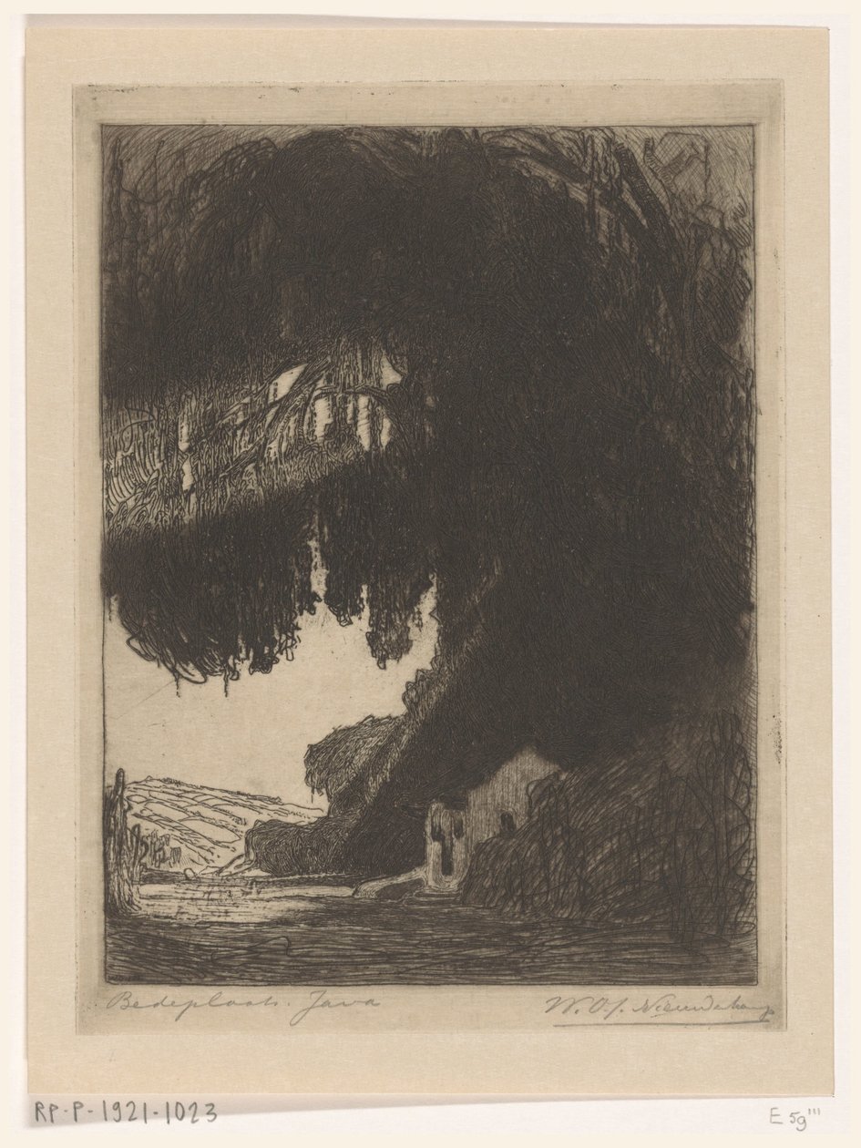 Čínská kaple poblíž Semarang na Jávě Místo uctívání (původní název) od Wijnand Otto Jan Nieuwenkamp (signed by artist)