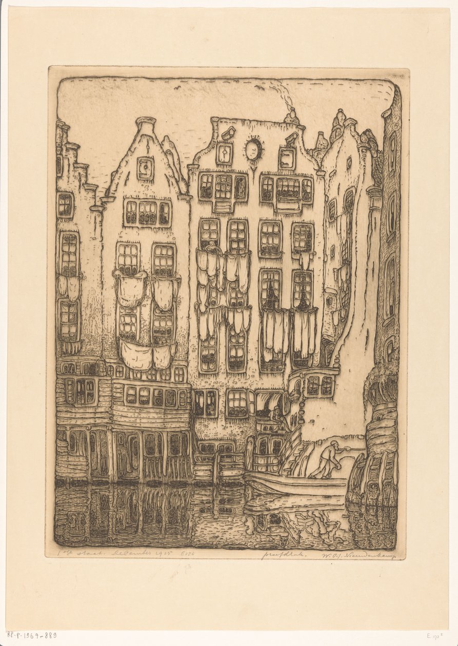 Kanálové domy na Sint-Olofssteeg v Amsterdamu Amsterdam (původní název) od Wijnand Otto Jan Nieuwenkamp (signed by artist)