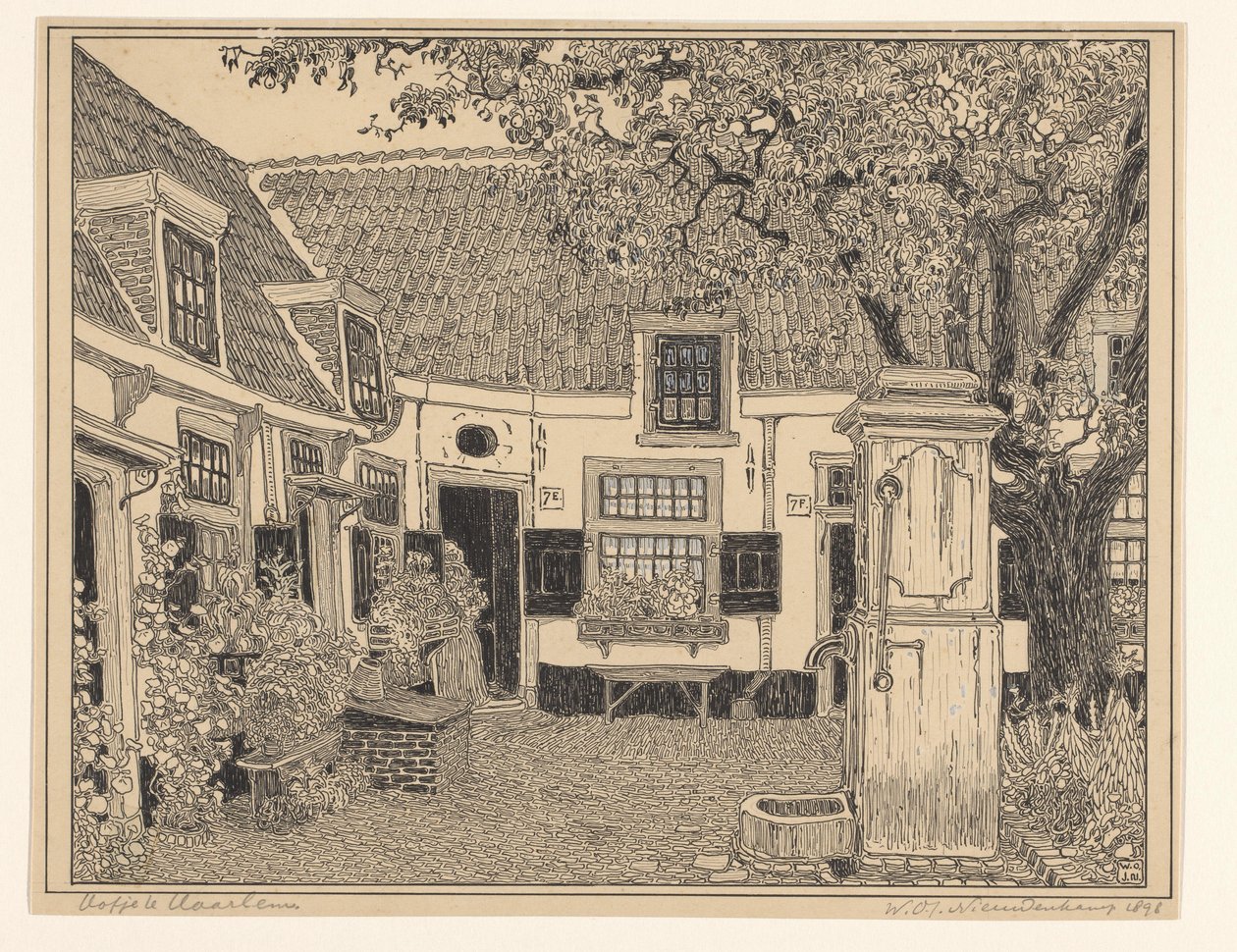 Hofje van Loo v Haarlemu od Wijnand Otto Jan Nieuwenkamp (signed by artist)
