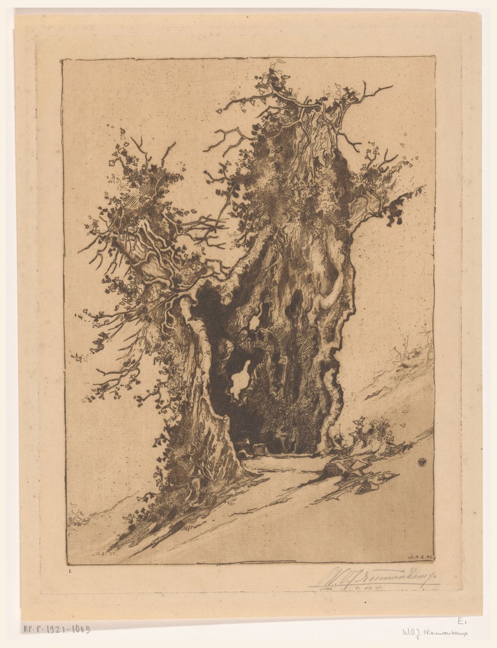 Dutý strom v Seelisberg ve Švýcarsku Hollow Tree (původní název) od Wijnand Otto Jan Nieuwenkamp (signed by artist)