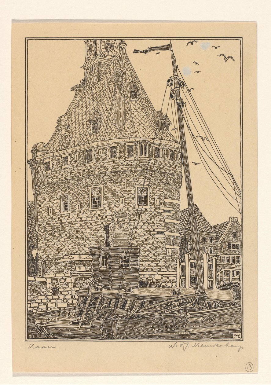 Hlavní věž v Hoornu od Wijnand Otto Jan Nieuwenkamp (signed by artist)