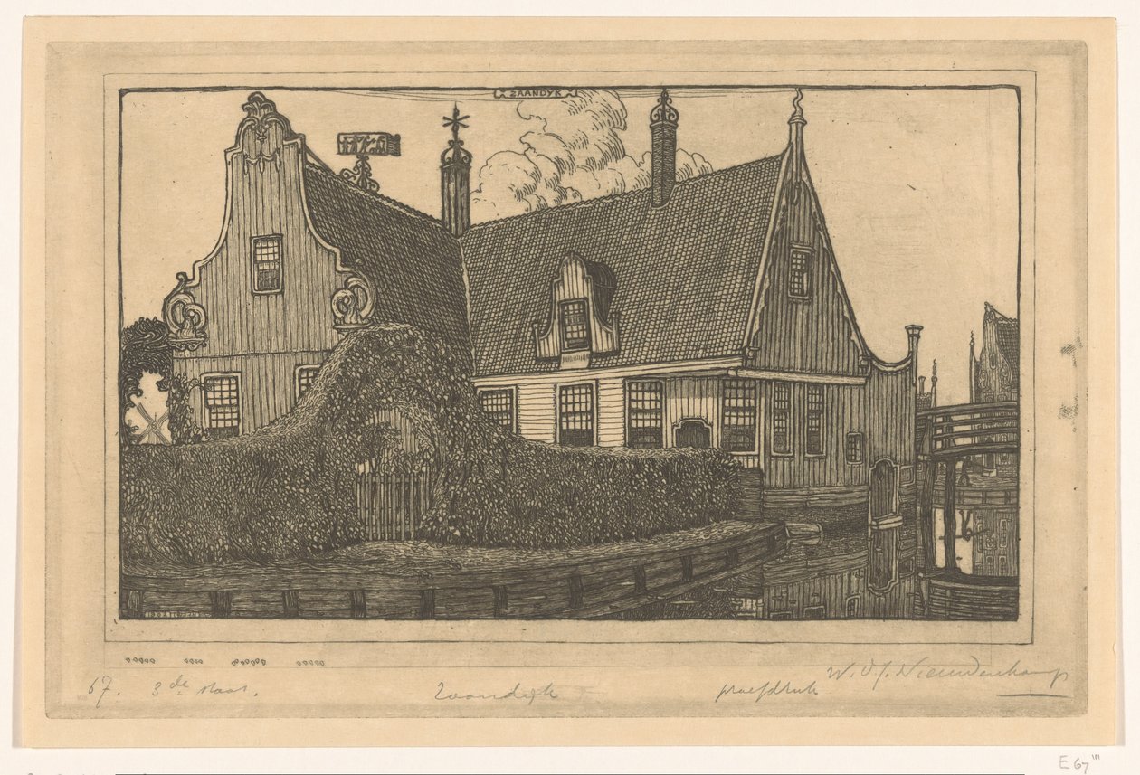 Dřevěný dům na vodě v Zaandijku Dům v Zaandijku (původní název) od Wijnand Otto Jan Nieuwenkamp (signed by artist)