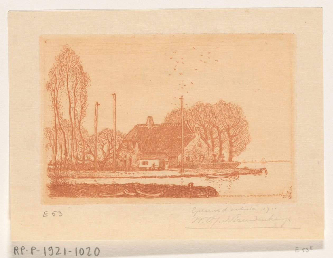 Dům na vodě v Oude Wetering De Oude Wetering (původní název) od Wijnand Otto Jan Nieuwenkamp (signed by artist)