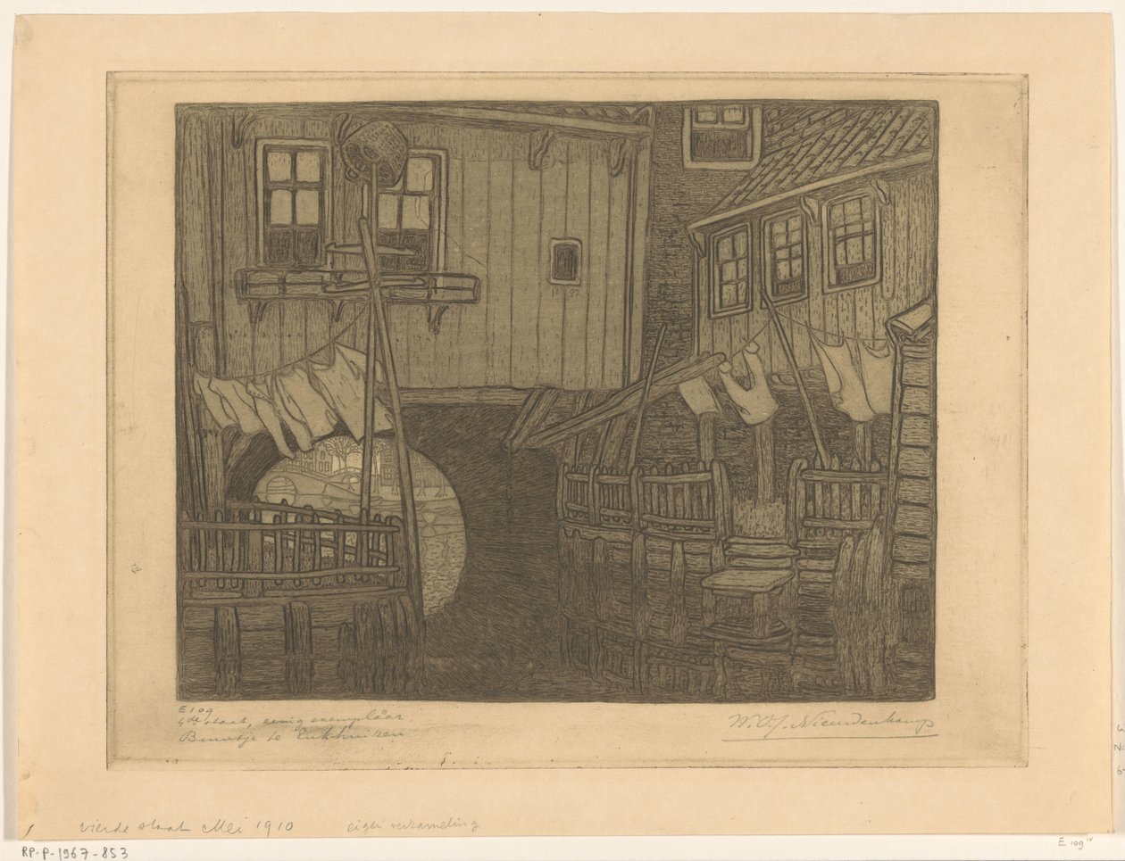 Domy v přístavu Enkhuizen Neighbourhood in Enkhuizen (původní název) od Wijnand Otto Jan Nieuwenkamp (signed by artist)