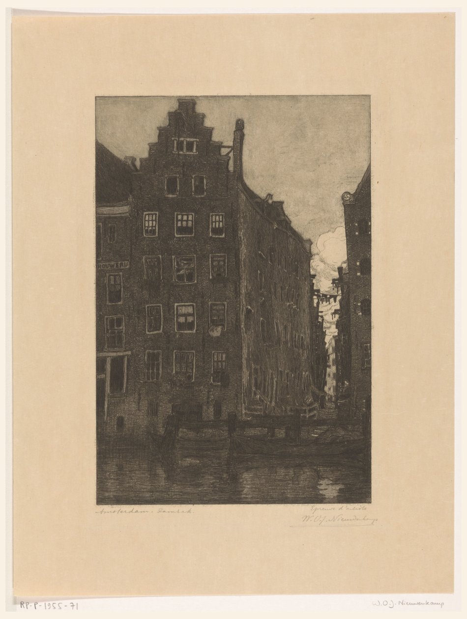 Domy na Damrak v Amsterdamu At the Damrak (původní název) od Wijnand Otto Jan Nieuwenkamp (signed by artist)