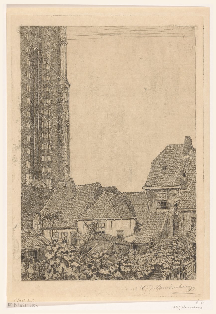 Domy v Onze-Lieve-Vrouwetoren v Amersfoortu Na úpatí věže (původní název) od Wijnand Otto Jan Nieuwenkamp (signed by artist)