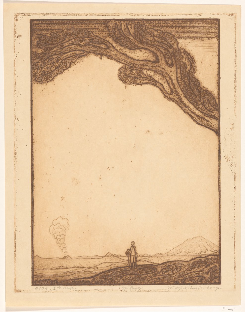 Muž v sopečné krajině na Bali Na Bali (původní název) od Wijnand Otto Jan Nieuwenkamp (signed by artist)