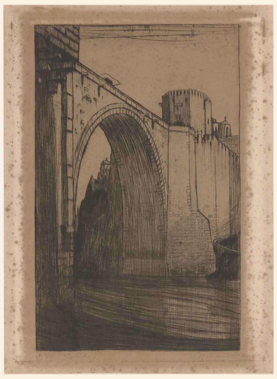 Most Alcantara přes Taag v Toledu Toledo, de oude brug (původní název) od Wijnand Otto Jan Nieuwenkamp (signed by artist)
