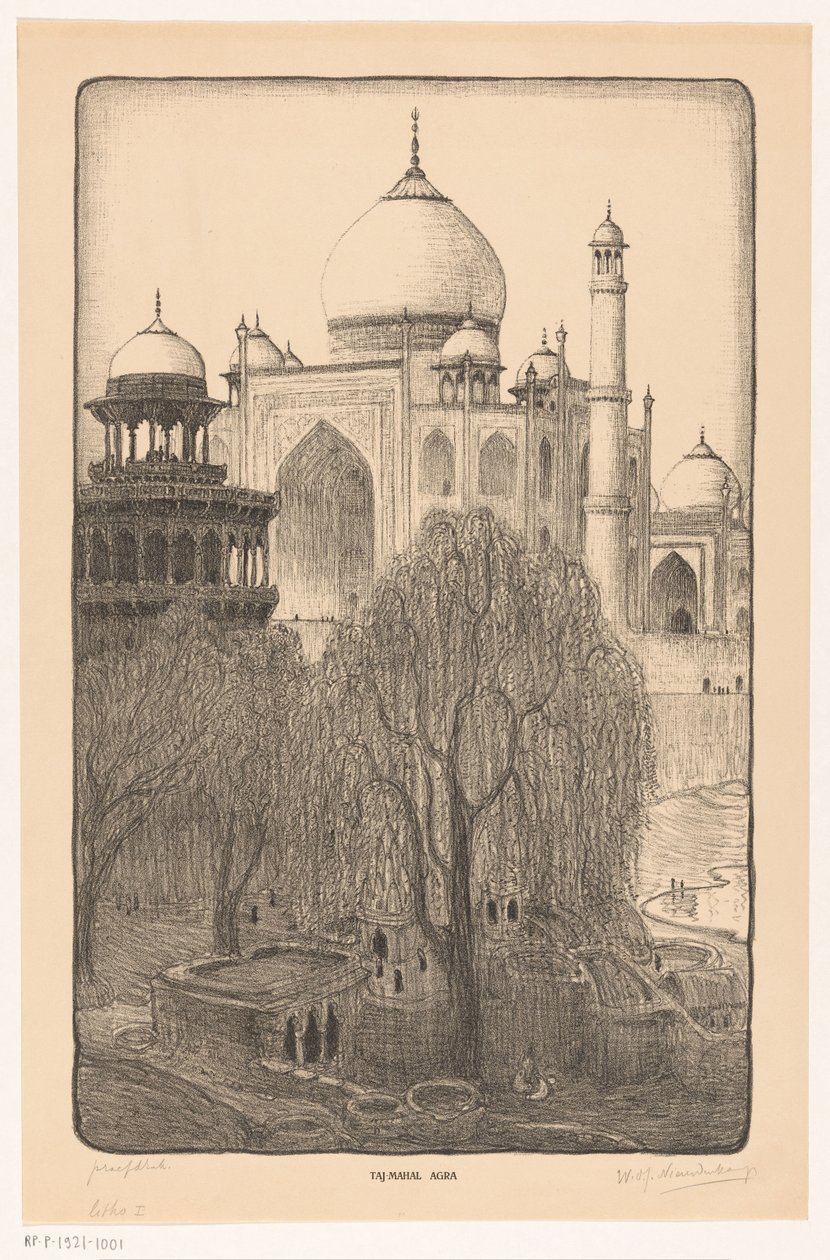 Taj Mahal, Agra (původní název na objektu) od Wijnand Otto Jan Nieuwenkamp (signed by artist)