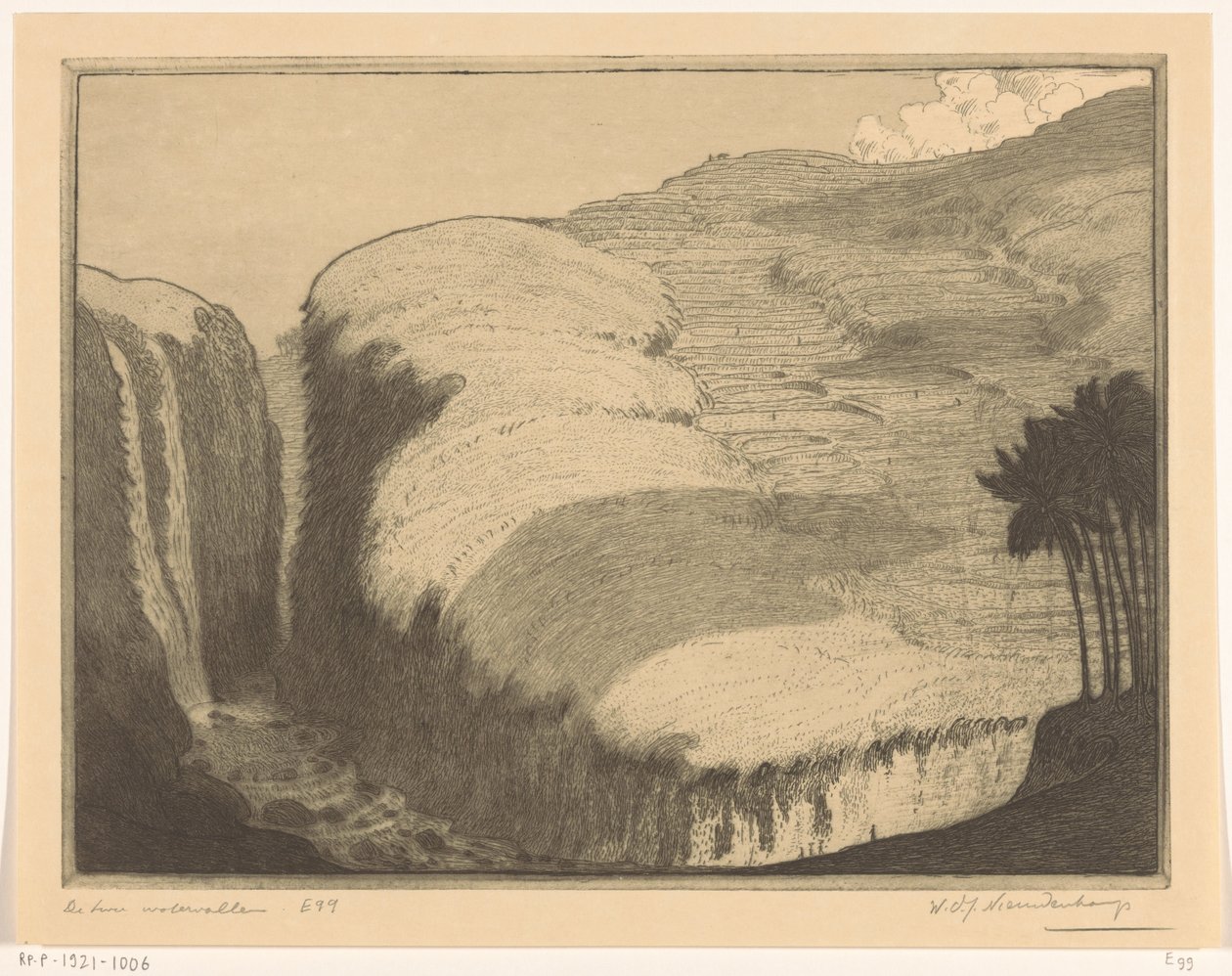 Dva vodopády v Gianyar na Bali Dva vodopády (původní název) od Wijnand Otto Jan Nieuwenkamp (signed by artist)