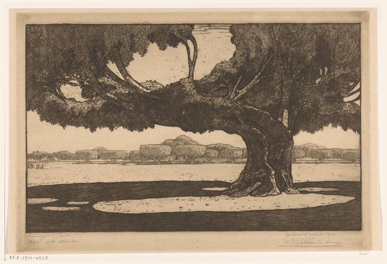 Waringin stromy v zahradě sultánova paláce v Jogyakartě The Great Tree (původní název) od Wijnand Otto Jan Nieuwenkamp (signed by artist)