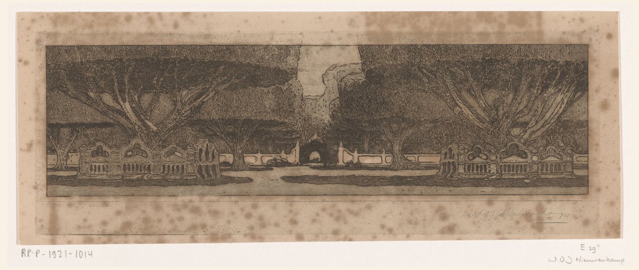 Waringin stromy v zahradě sultánova paláce v Jogyakartě V paláci sultána (původní název) od Wijnand Otto Jan Nieuwenkamp (signed by artist)