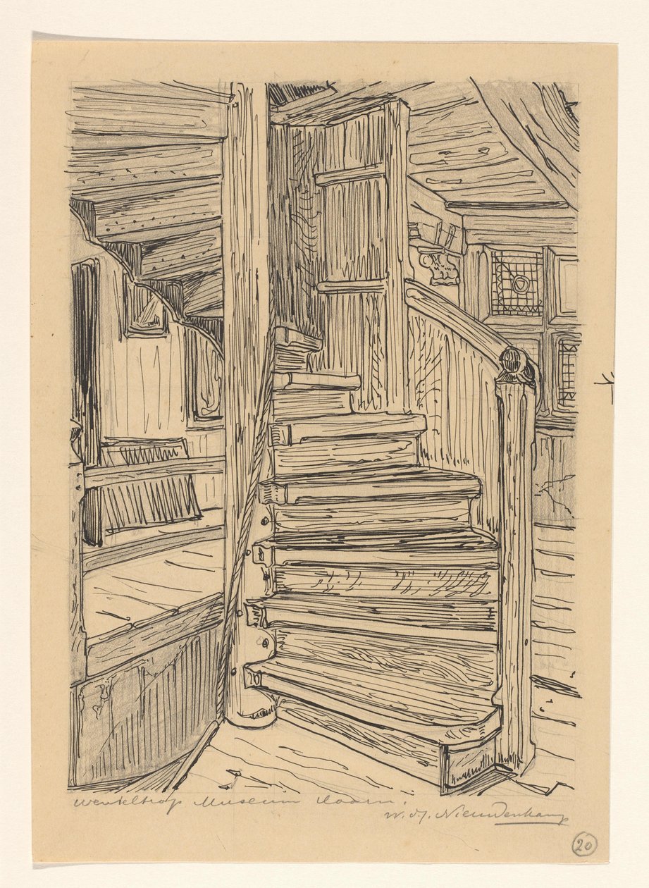Točité schodiště v muzeu Westfries v Hoornu od Wijnand Otto Jan Nieuwenkamp (signed by artist)