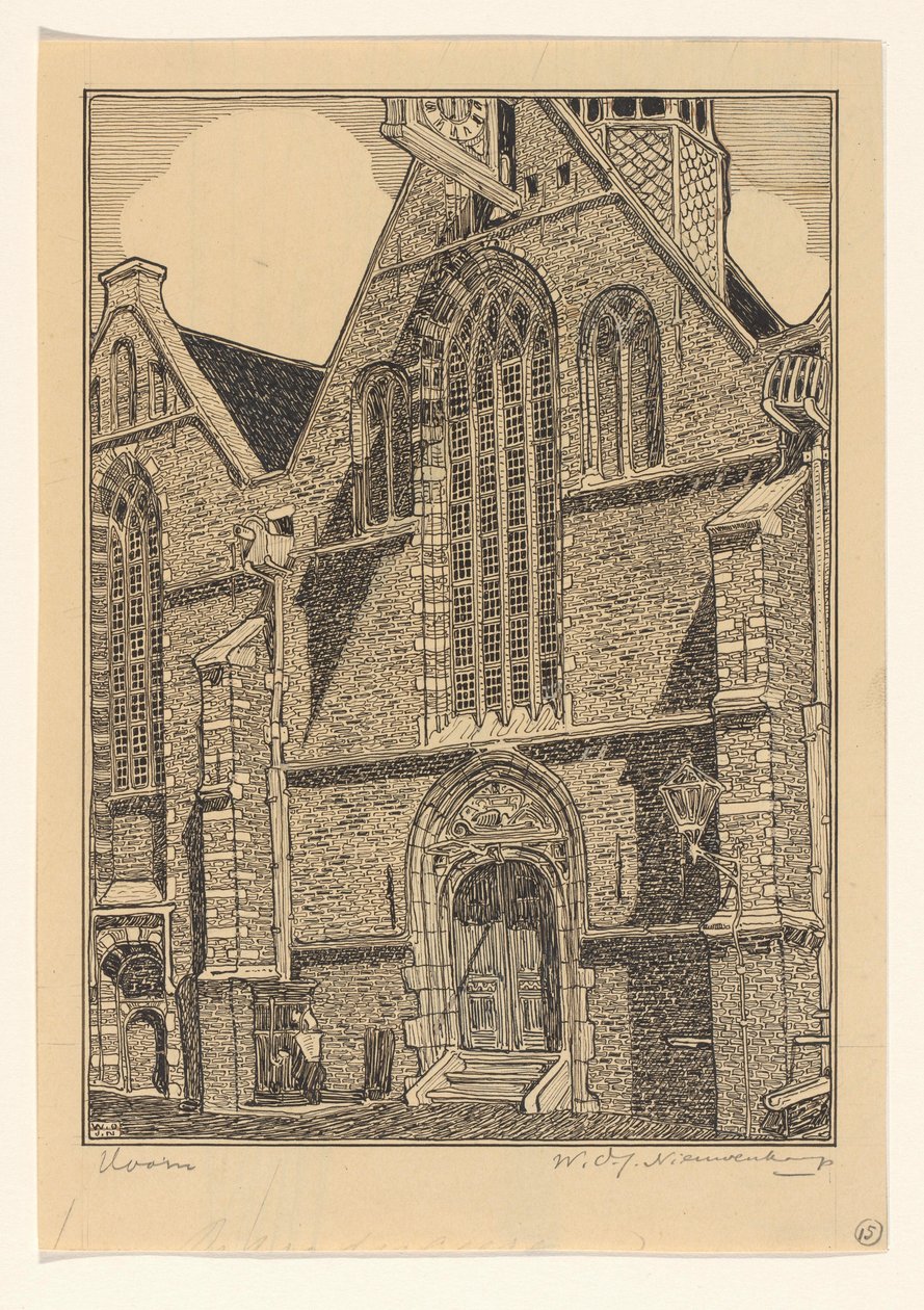 Západní průčelí Noorderkerk v Hoornu od Wijnand Otto Jan Nieuwenkamp (signed by artist)