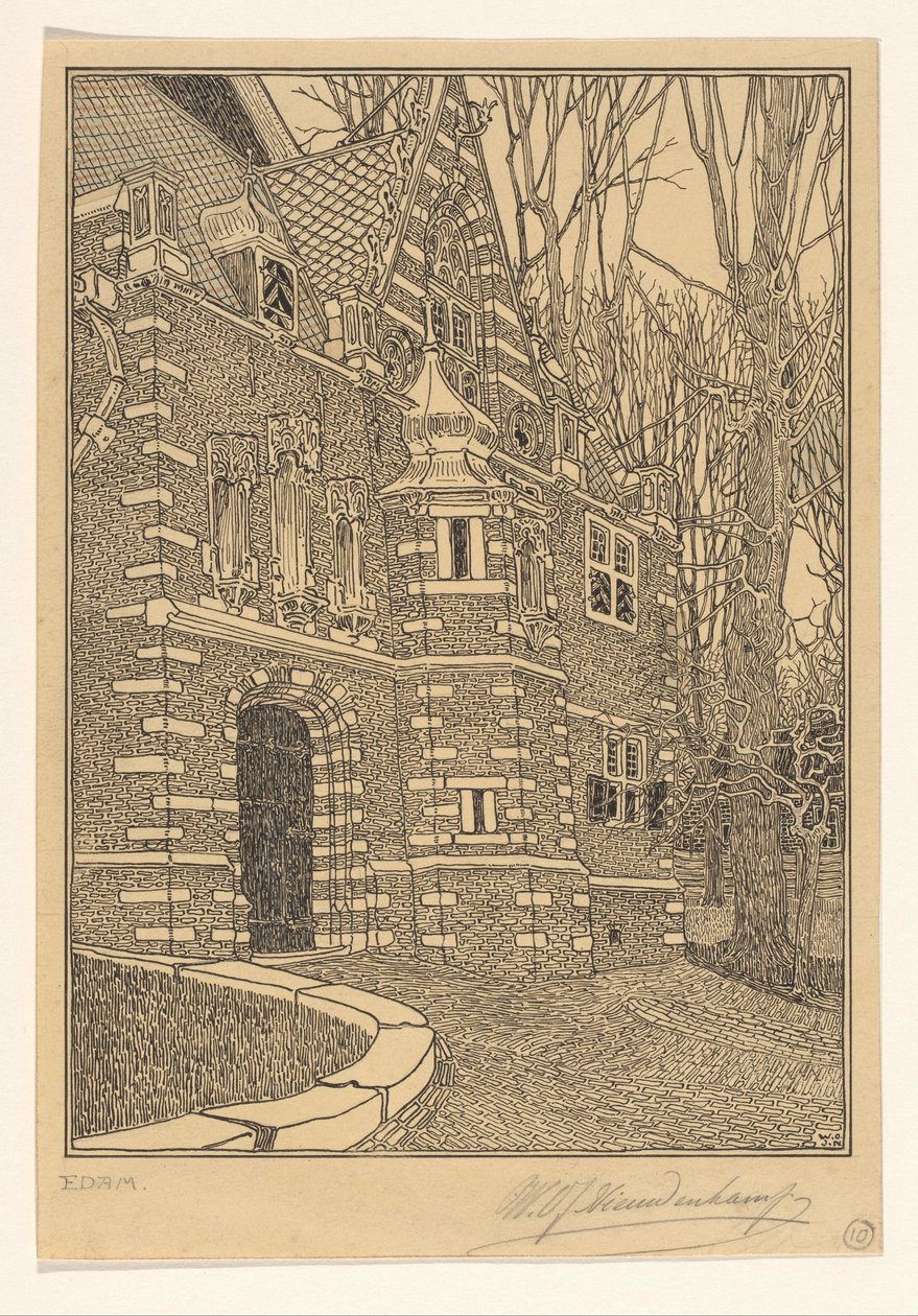 Jižní portál Velkého nebo svatého Mikuláše v Edamu od Wijnand Otto Jan Nieuwenkamp (signed by artist)