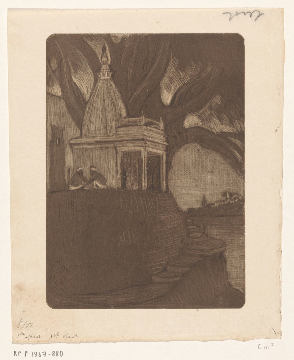 Chrám v Benares v noci Sunset, Benares (původní název) od Wijnand Otto Jan Nieuwenkamp