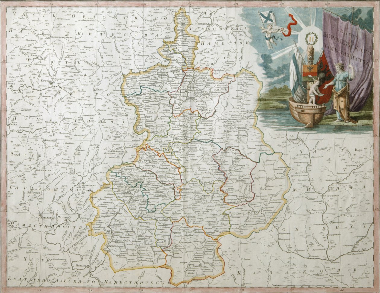 Mapa Voroněžské gubernie, 1792 od Wilbrecht