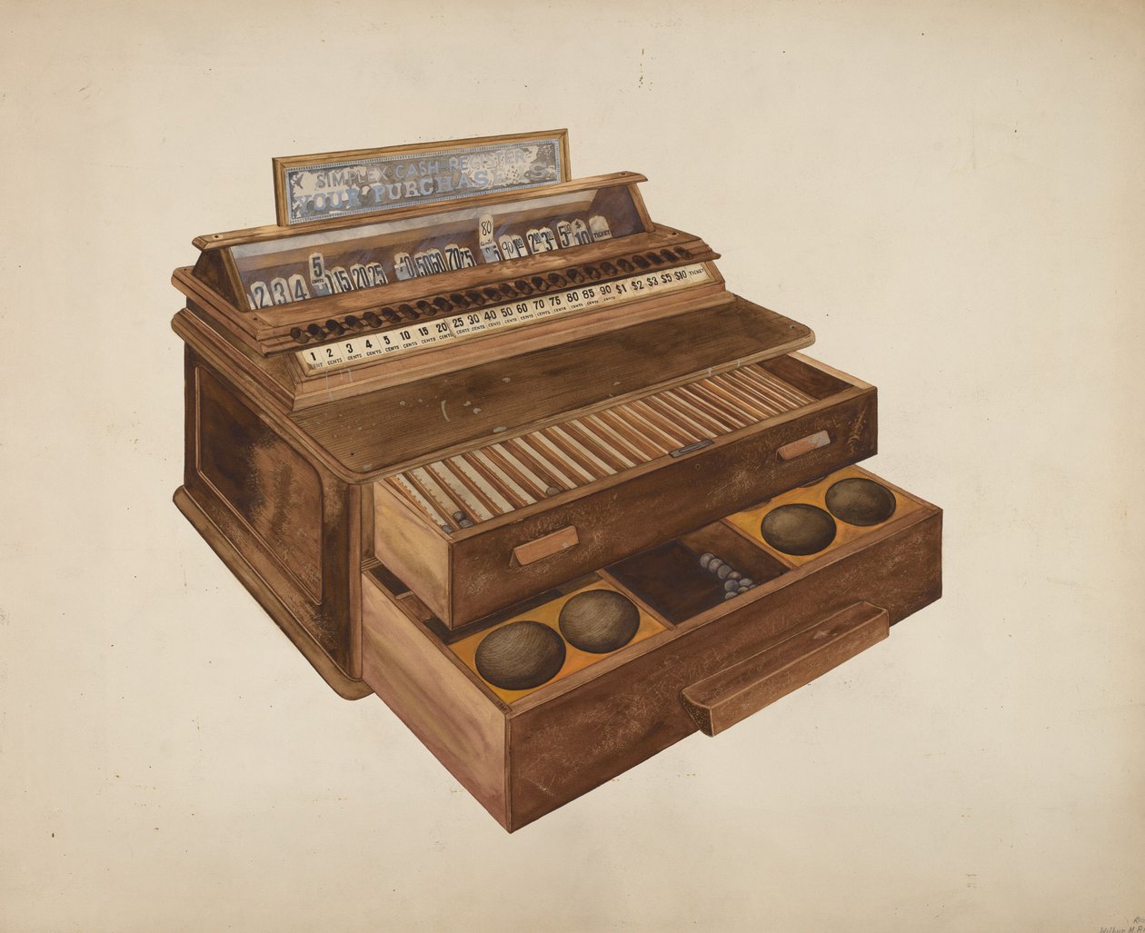 Dřevěná pokladna, c. 1942. od Wilbur M Rice