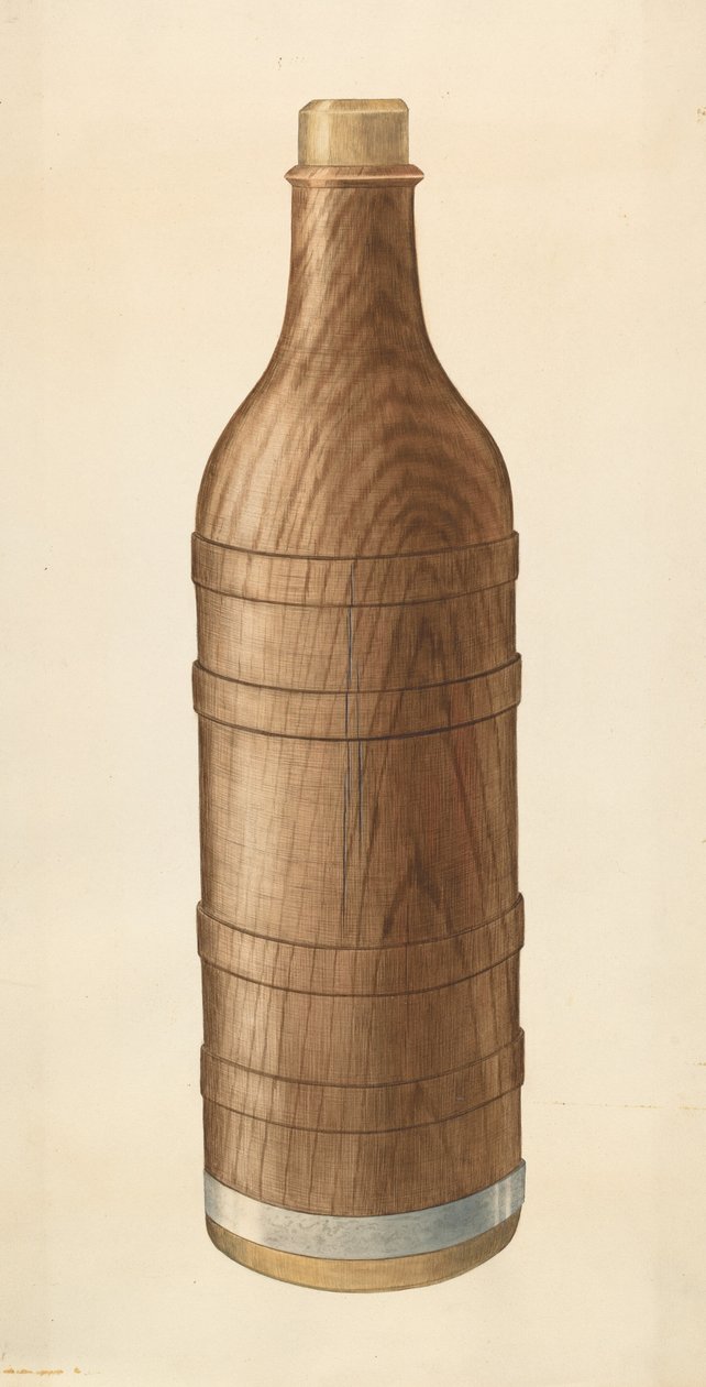 Dřevěná láhev na víno, c. 1938. od Wilbur M Rice