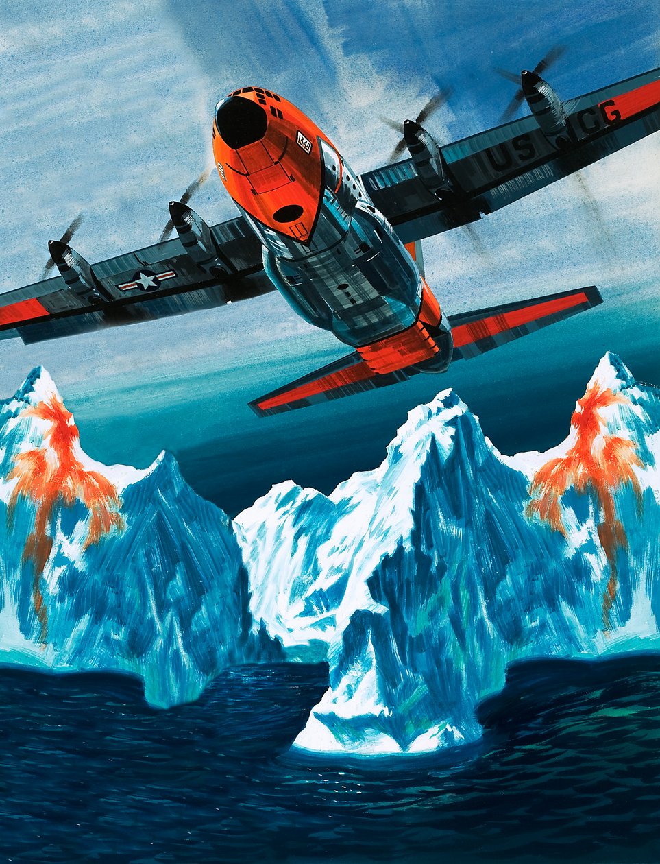 Lockheed Hercules hlídkující na ledovcích pro pobřežní stráž od Wilf (20th century) Hardy