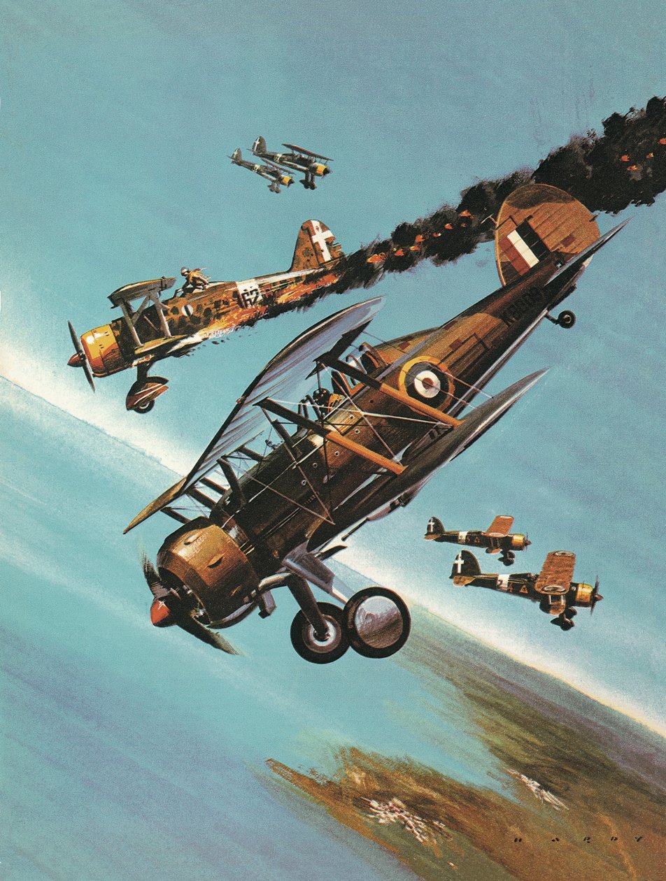 Slavná letadla a jejich piloti: Gloster Gladiator -- Squadron Leader Pattle od Wilf (20th century) Hardy