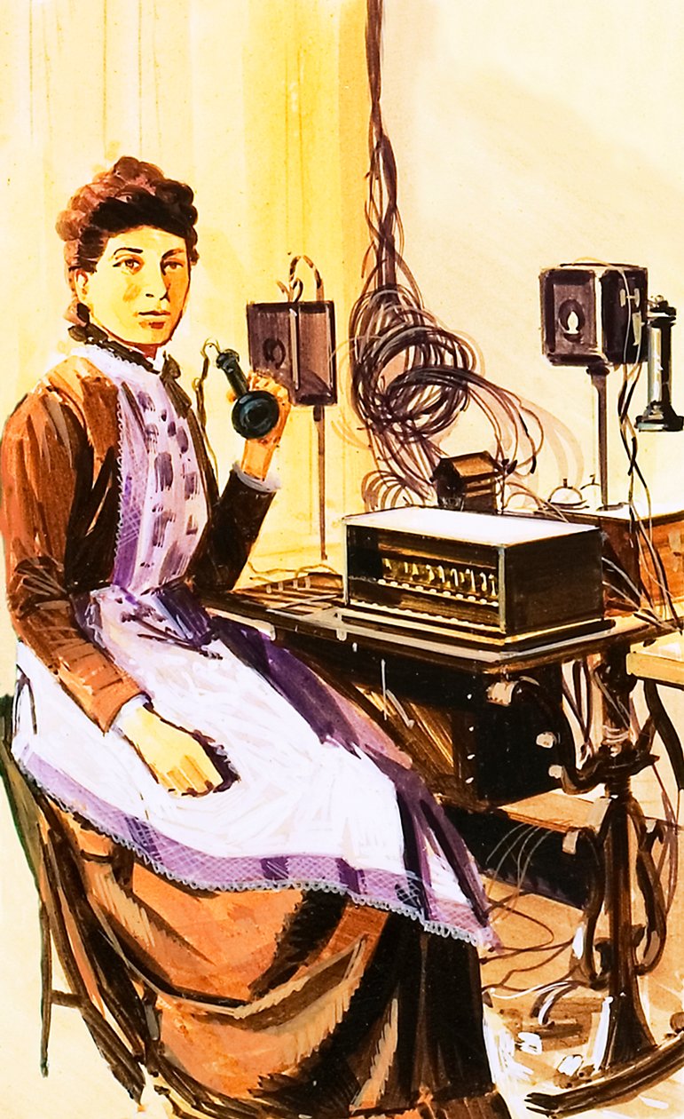 Telefonní ústředna v Croydonu v roce 1884 od Wilf (20th century) Hardy
