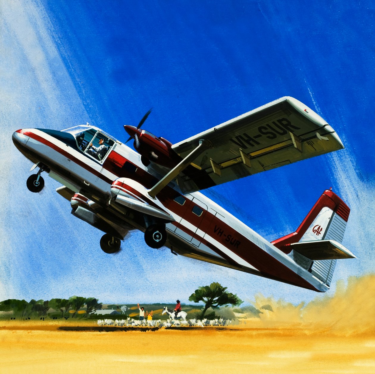 Dvoumotorové letadlo Nomad s krátkým vzletem od Wilf (20th century) Hardy