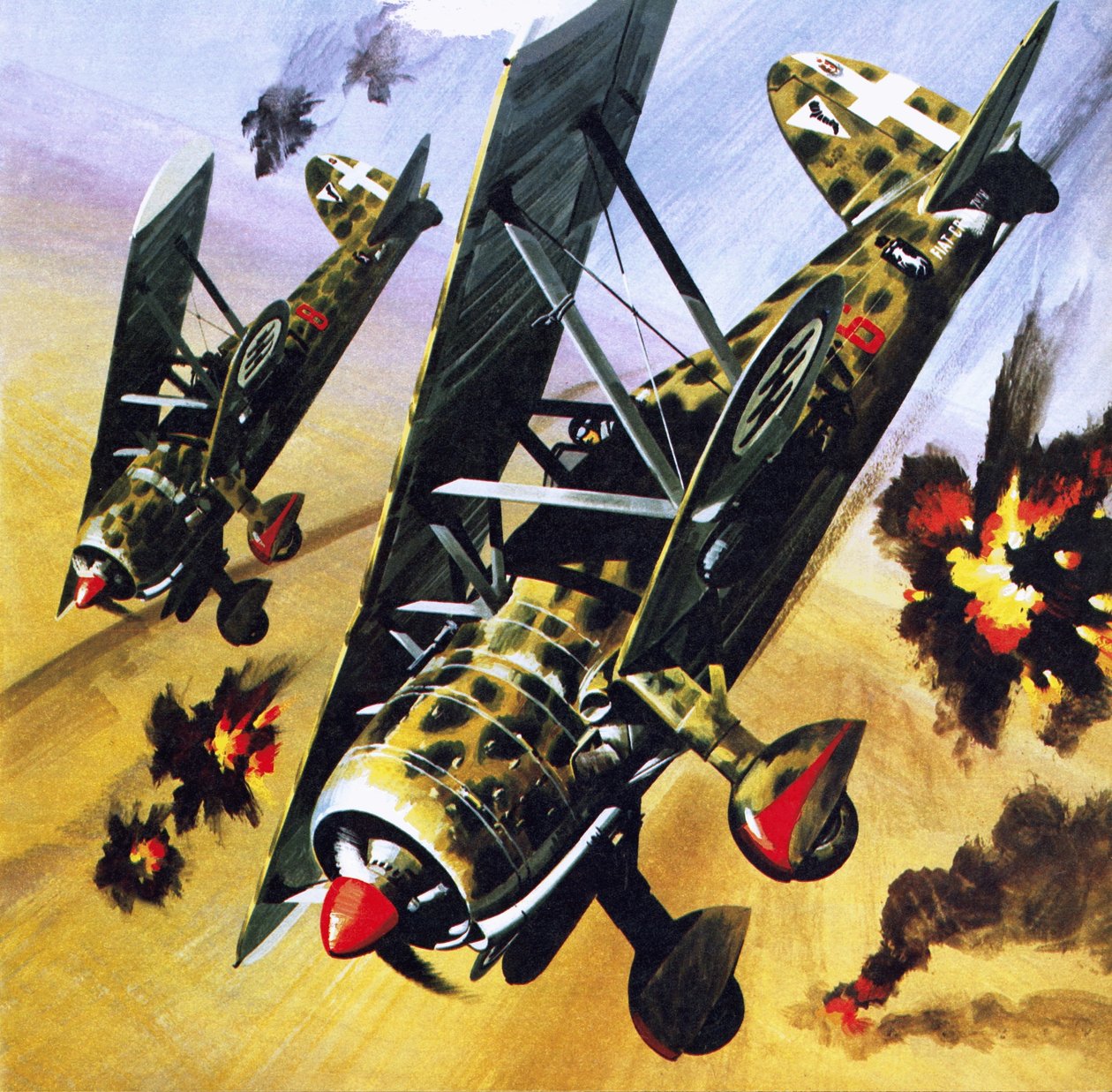 Dva vozy Fiat CR 42 od Wilf (20th century) Hardy