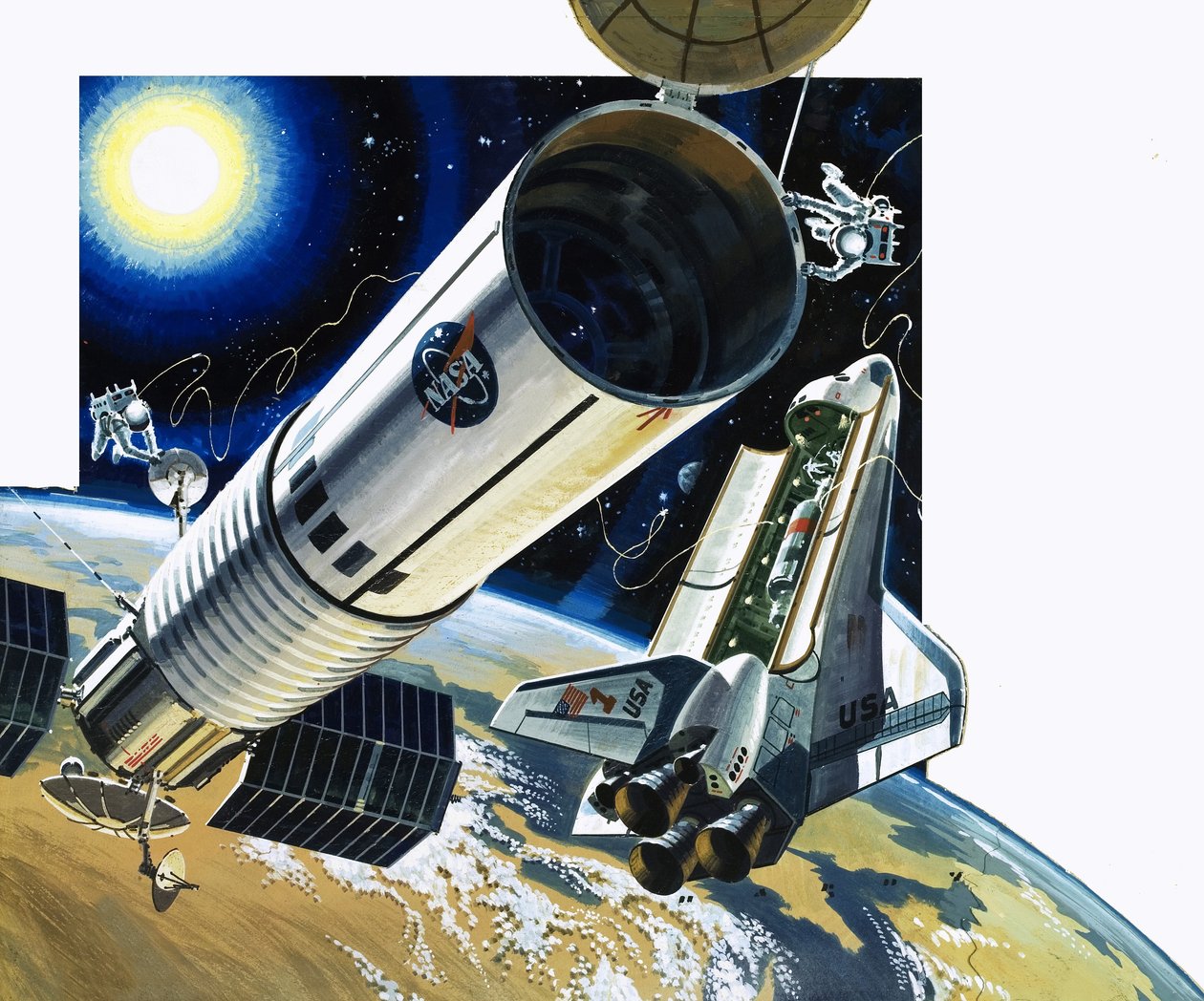Neidentifikovaná scéna s raketoplánem od Wilf (20th century) Hardy