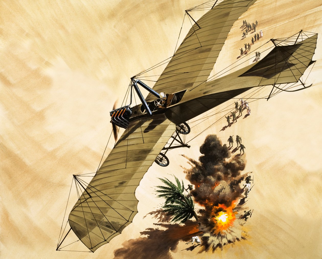 v roce 1911 se poručík Giulip Gavotti stal prvním mužem, který shodil bombu z letadla. od Wilf (20th century) Hardy